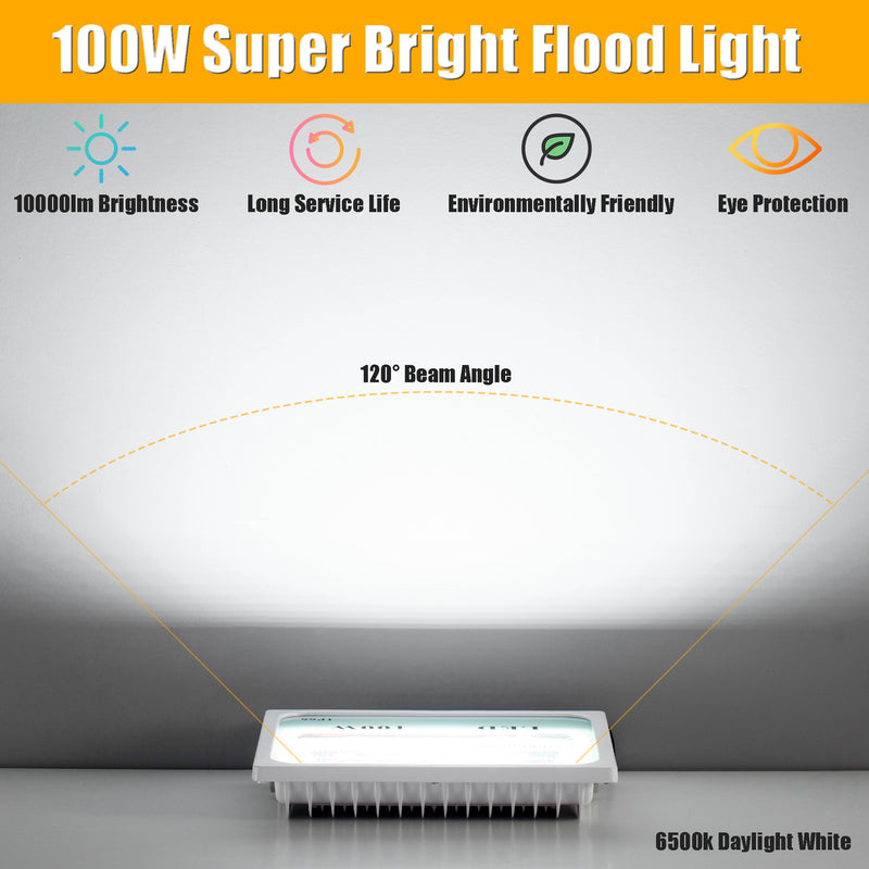 WEDO Outdoor Led Flood Lights 100W Daylight White 6500K Super Bright Area Lighting Fixtures